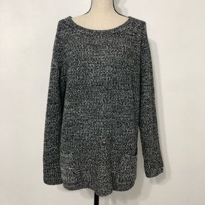 HANNAH Black and White Scoop Neck Knit Sweater Size XL